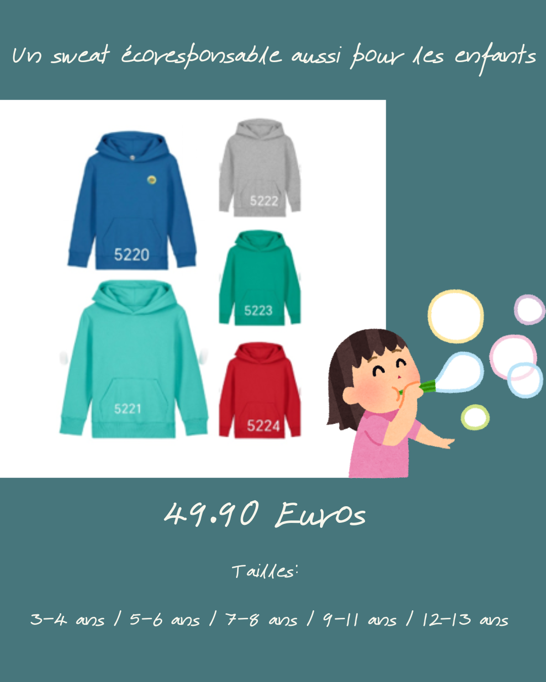 Sweat enfant "Cagnoun" en coton bio - mzo