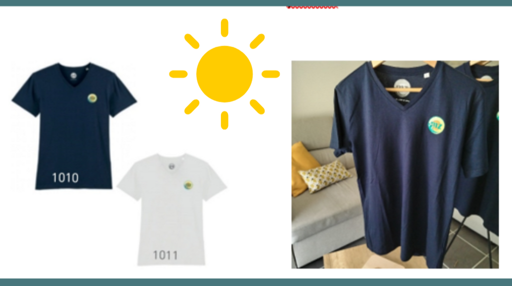 T-shirt col v unisexe "Plési" en coton bio- mzo